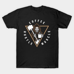 Coffee Hustle Muscle Grim Reaper T-Shirt